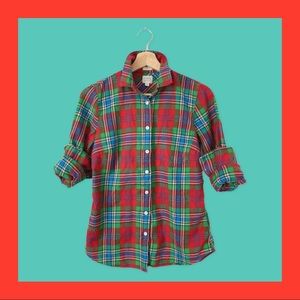 XS J. Crew Plaid Flannel Button Down Perfect Shirt